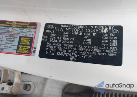 2016 Kia Soul из США, поврежденный, VIN KNDJN2A27G7279479